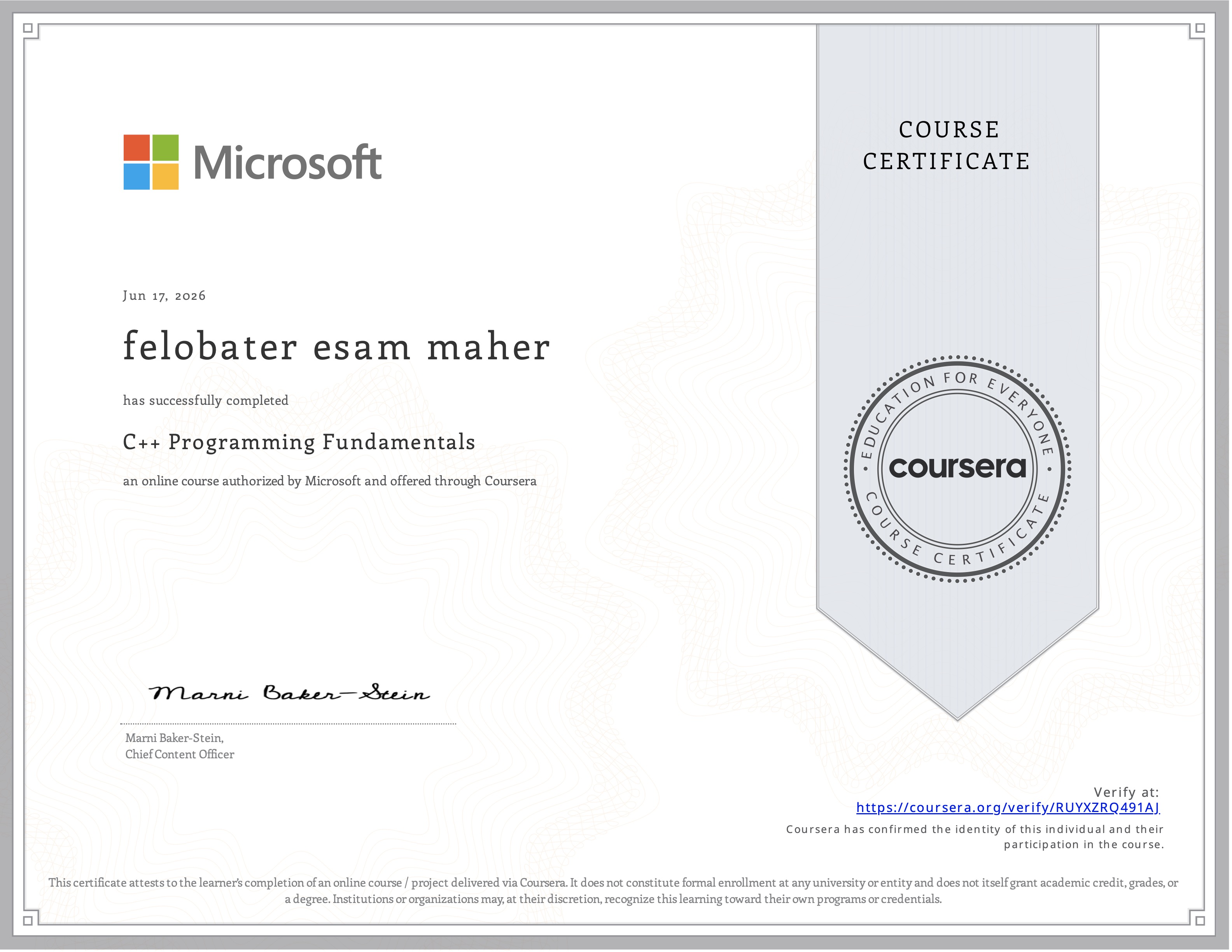 Coursera certificate 3